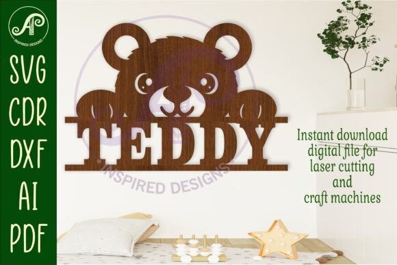 Download Cute Teddy Bear Name Sign Svg Laser Cut - Teddy bear name sign Collection
