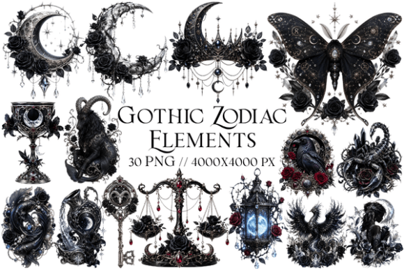 Download Gothic Zodiac Elements Clipart PNG - Premium Resources