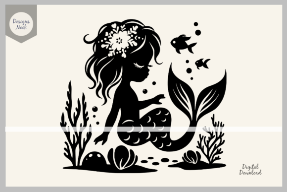 Download Baby Mermaid SVG File Clipart Silhouette - Premium Bundle