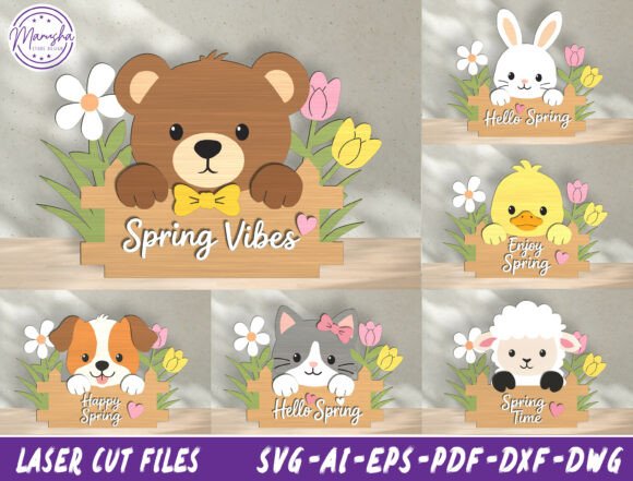 Download Spring Animal Sign Laser Cut SVG Bundle - Animal sign Collection