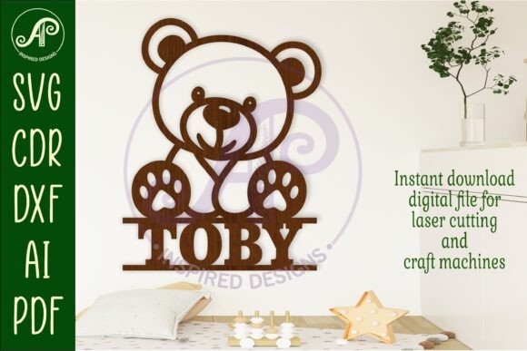 Download Teddy Bear Name Sign Svg Laser Cut File - Teddy bear name sign Collection