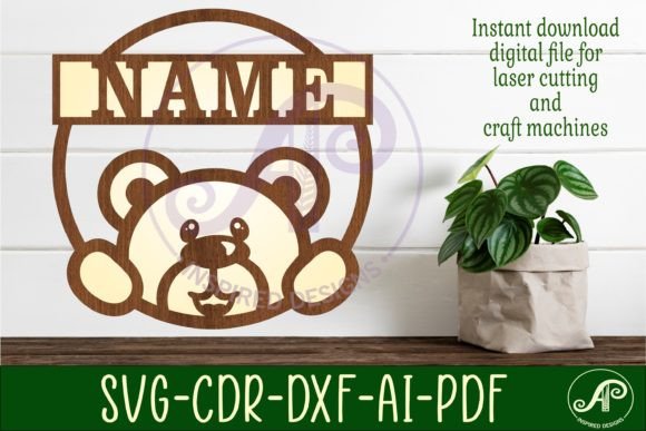 Download Teddy Bear Name Sign Svg Laser Cut - Teddy bear name sign Collection