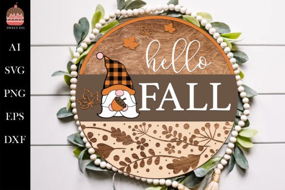 Download Hello Fall Sign SVG, Fall Door Round SVG - Hello fall sign Collection
