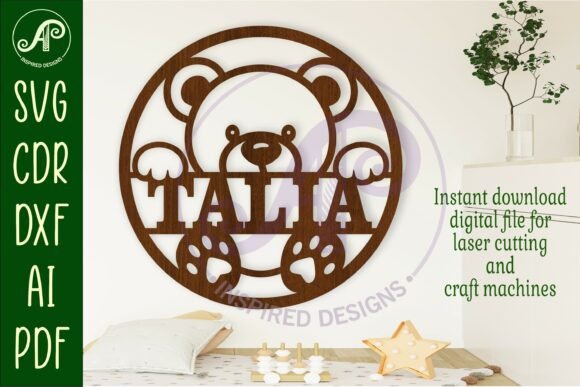 Download Cute Teddy Bear Name Sign Design Laser - Teddy bear name sign Collection