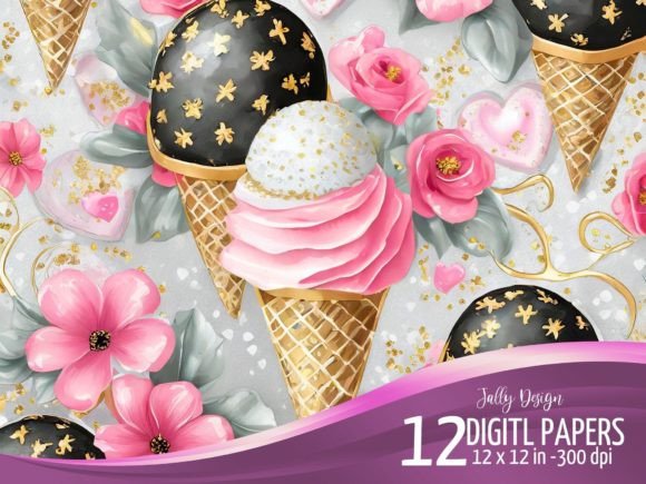 Download Black &amp; Pink Ice Cream and Flower Design - Flower design Collection
