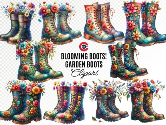 Download Flower Design Gardening Boots - Flower design Collection