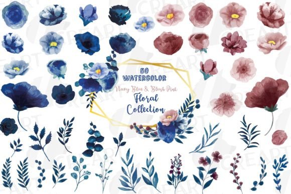 Download Dark Indigo and Blush Pink Flower Design - Flower design Collection